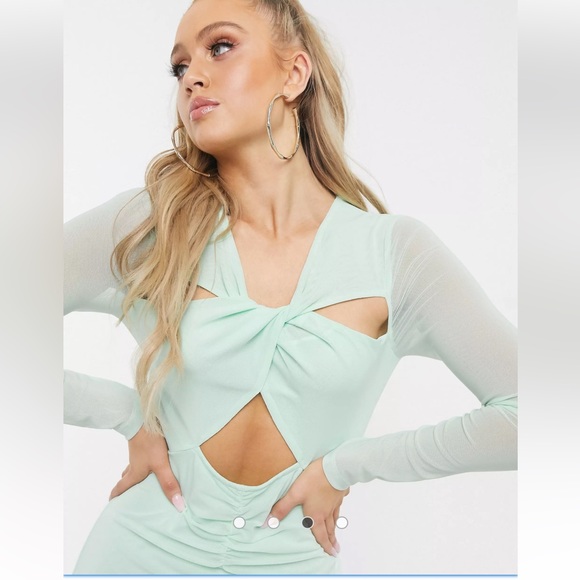 NWT Parallel Lines Twist Detail Bodycon Mini Dress l Color: Mint Green l Size XS - Picture 6 of 11